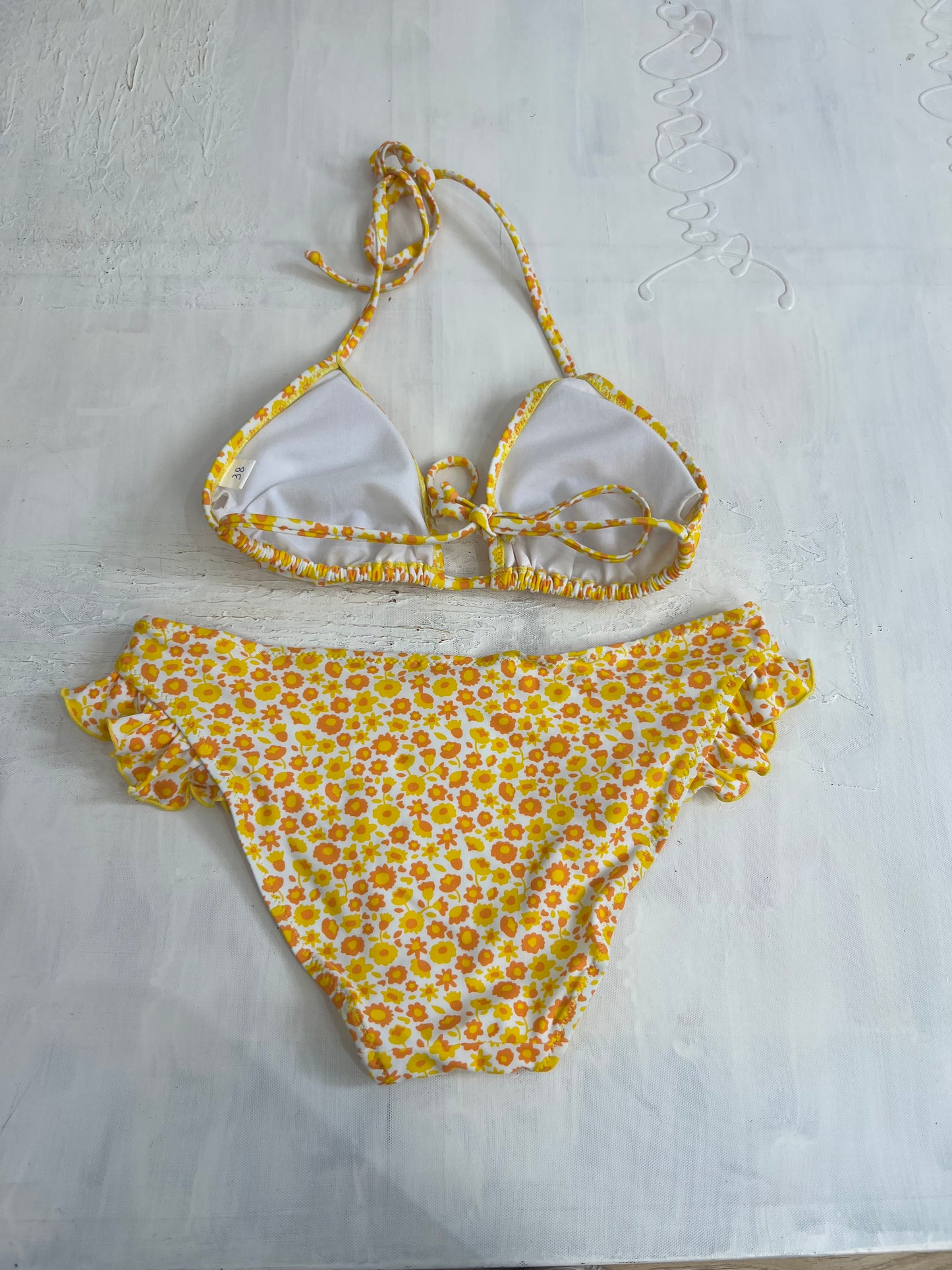 vintage edit thirty | small yellow and orange bikini set with floral print