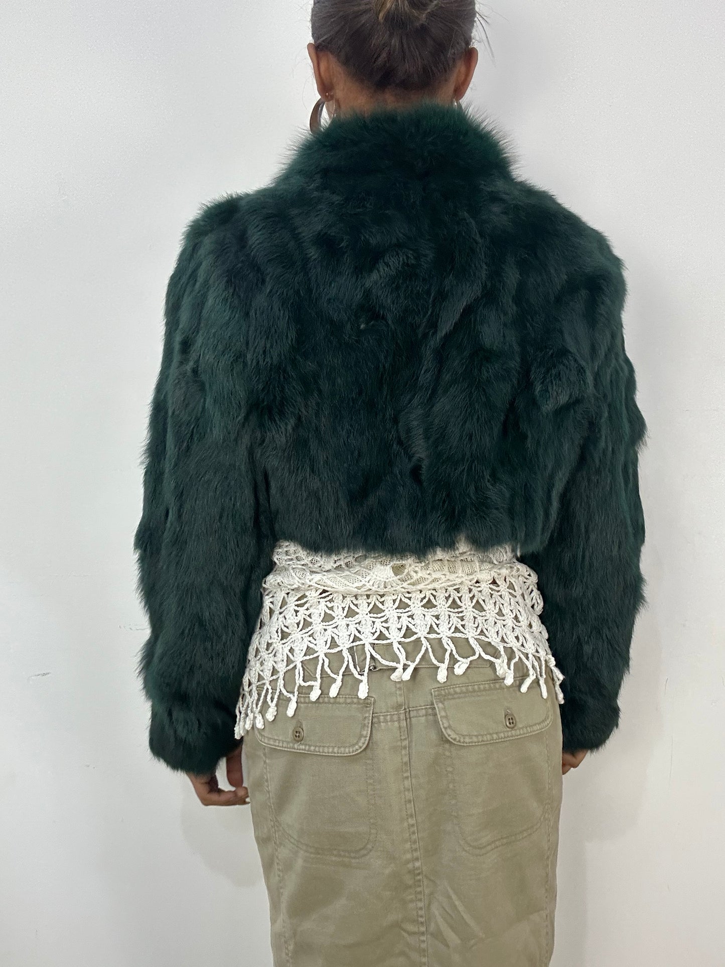 vintage edit: indie sleaze | small green faux fur shrug jacket