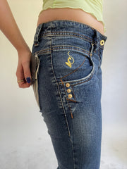 Y2K| small blue denim jeans with gold details