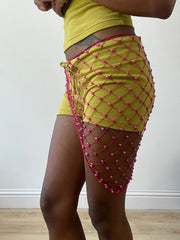 BEST PICKS | one size pink tie up beach skirt with beading details