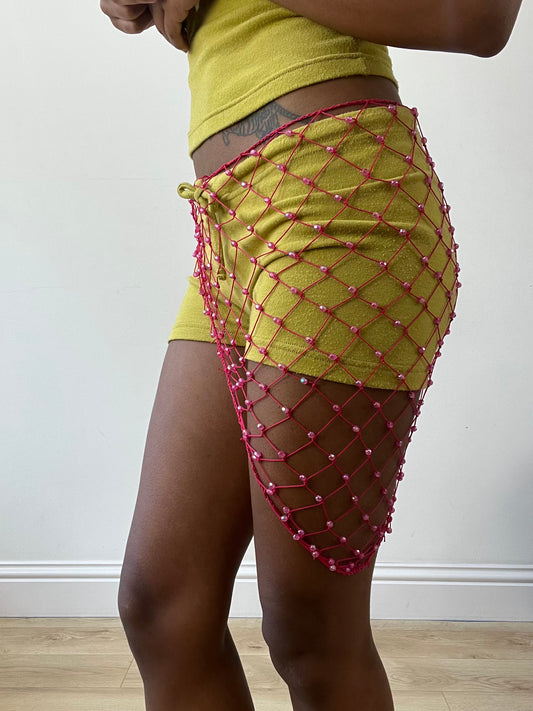 BEST PICKS | one size pink tie up beach skirt with beading details