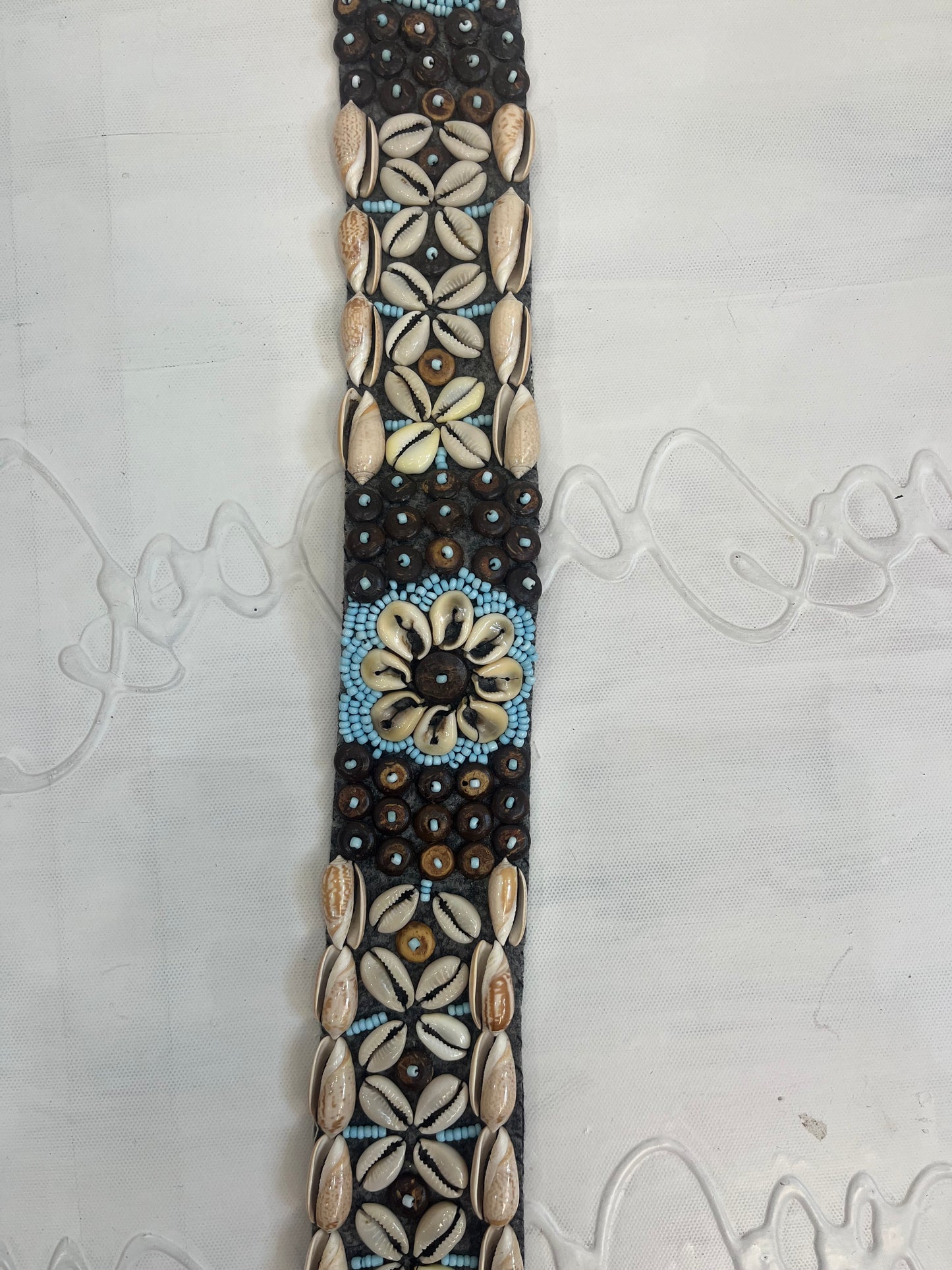🐚#54 blue and cream shell belt