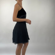 PROM SEASON DROP | small black satiny style dress with red velour bust