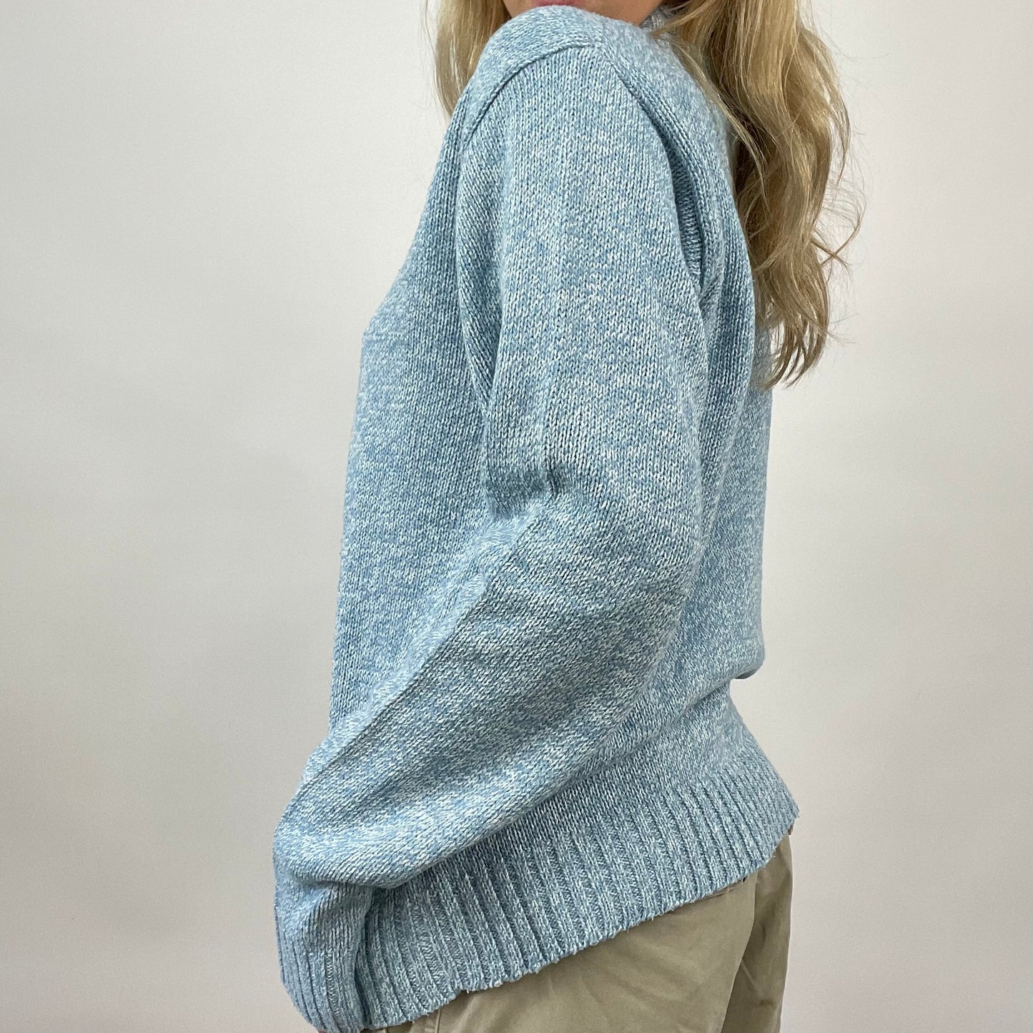 CHALET GIRL DROP | small blue round neck knit jumper