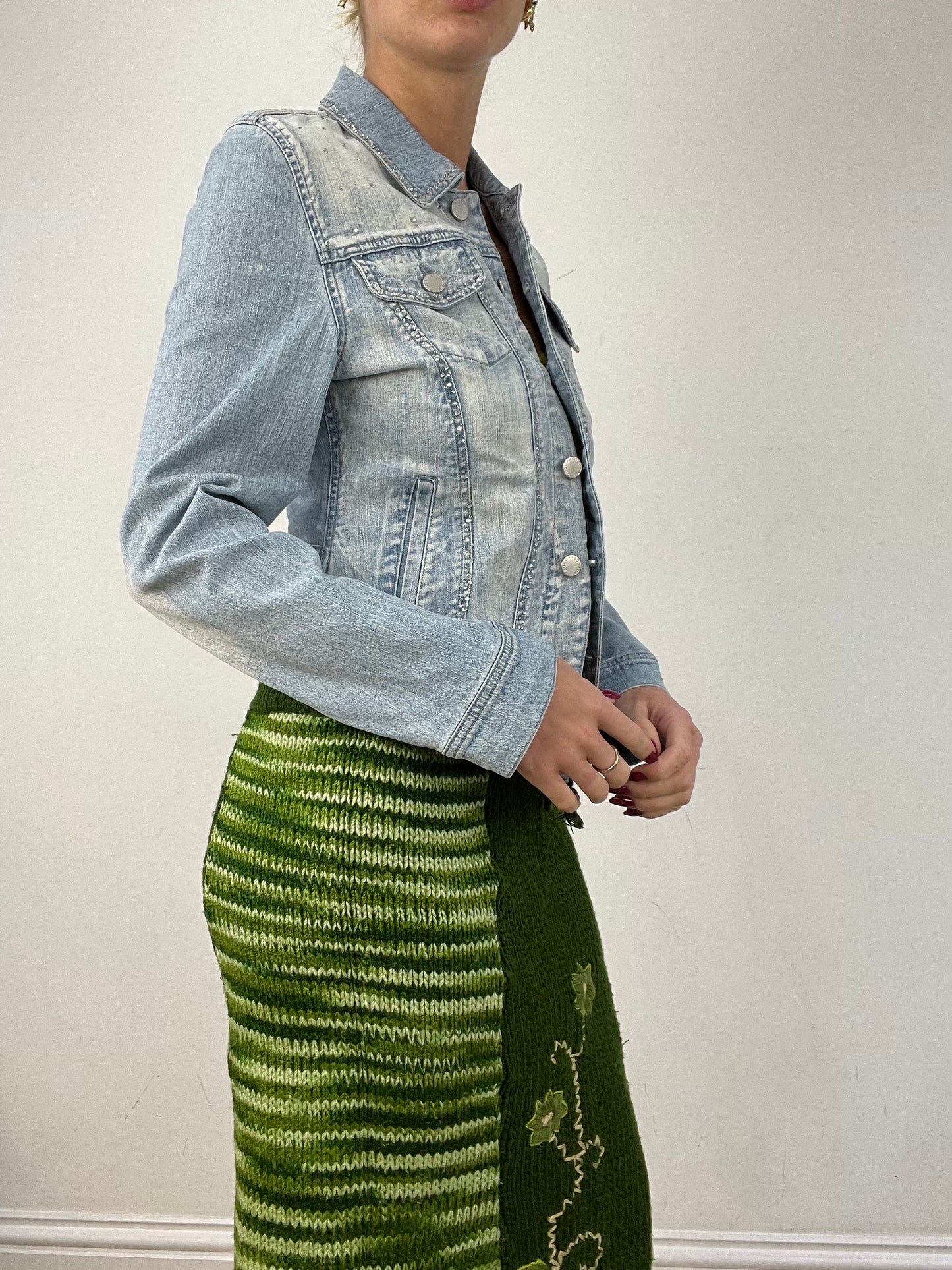 vintage edit twelve | small light wash diamanté denim jacket