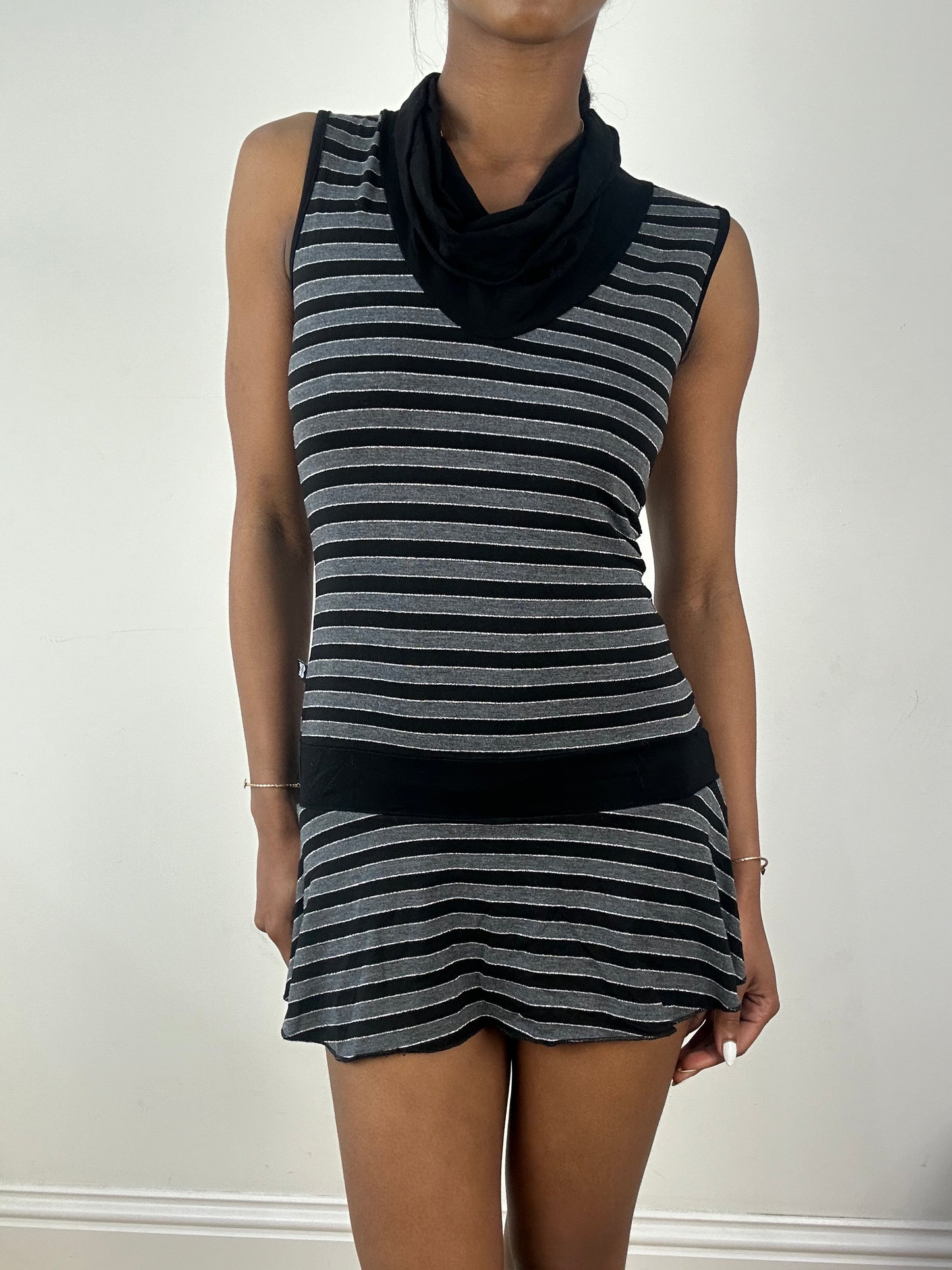 vintage edit eighteen | extra small black and grey striped mini dress