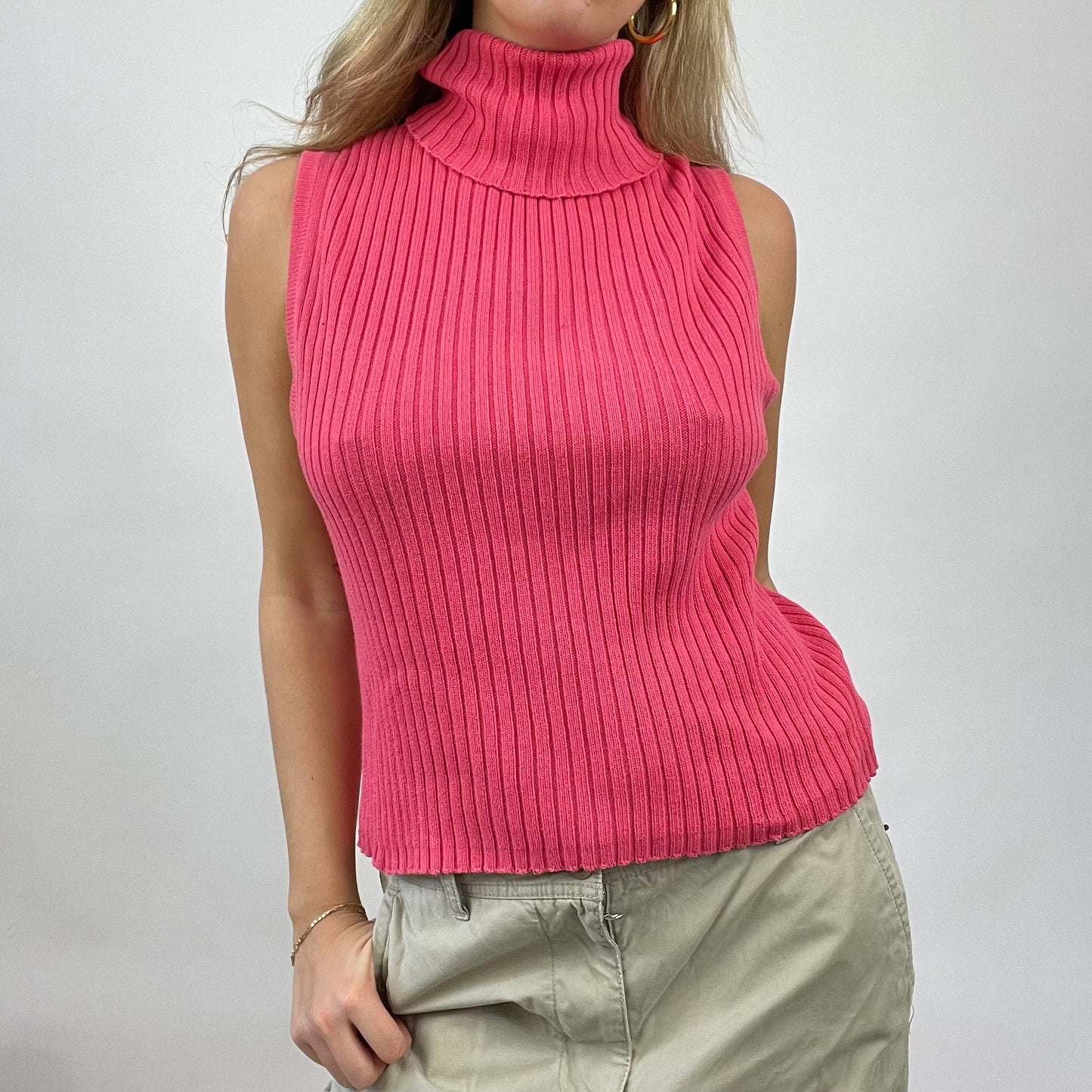 Pink sleeveless sales polo neck