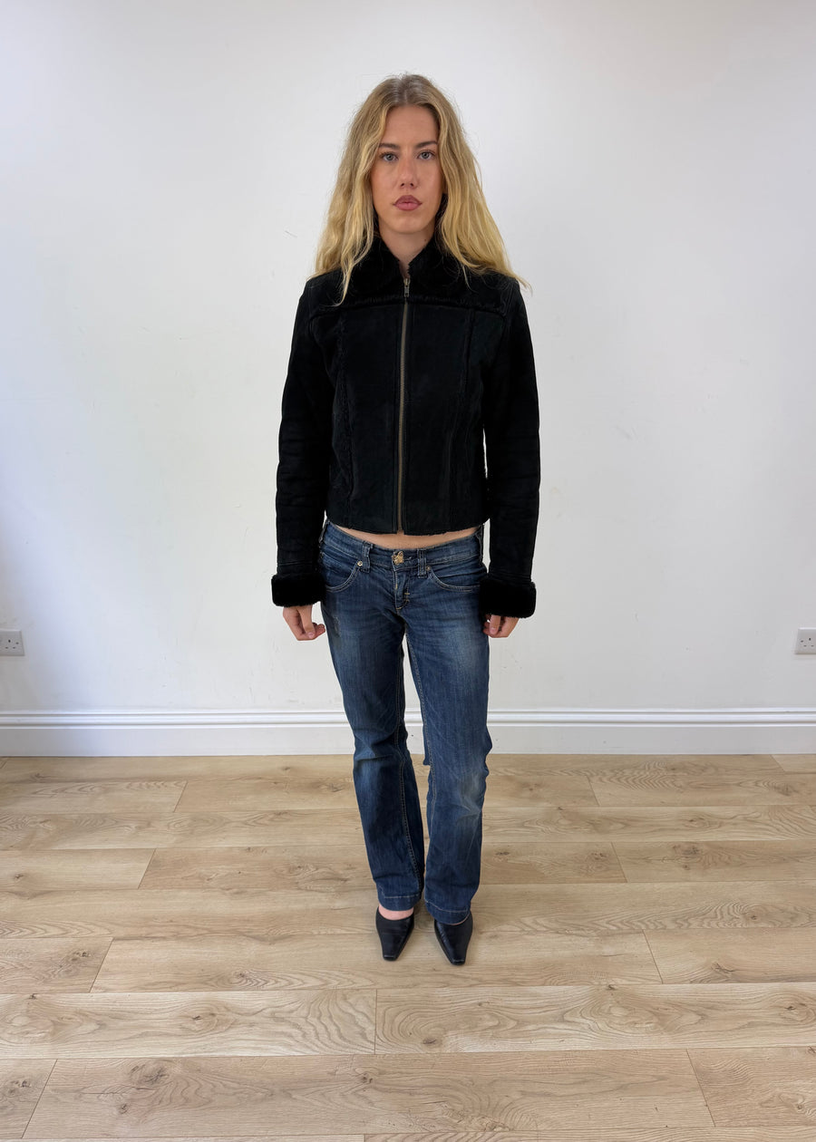 small black suede coat