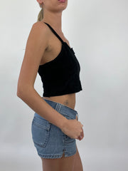 COASTAL COWGIRL DROP | medium black velour cropped cami