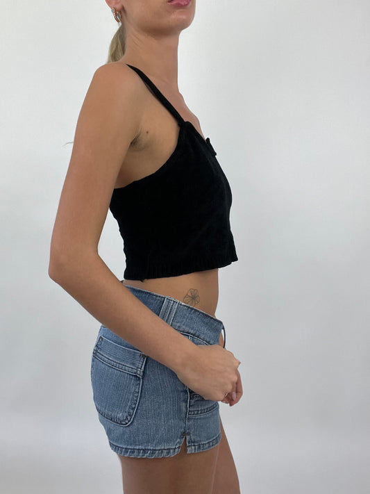 COASTAL COWGIRL DROP | medium black velour cropped cami
