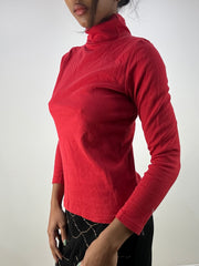 MOB WIFE DROP | small red roll neck long sleeve top