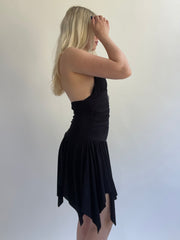 Y2K| medium black mini dress with gem details
