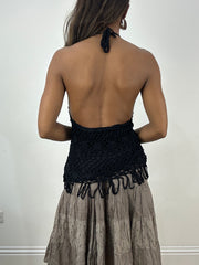 vintage edit: indie sleaze | small black crochet halterneck top