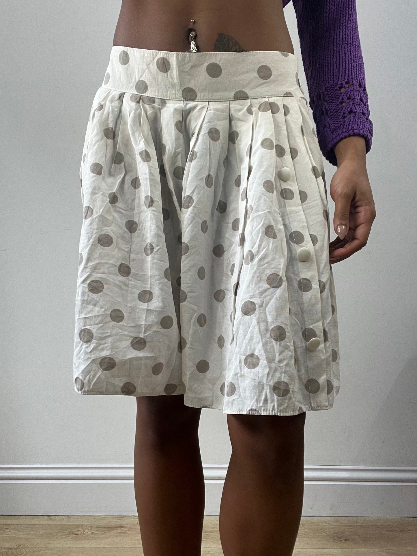 easter edit | extra small white polka dot midi skirt