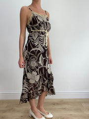 💻💚vintage edit twenty-two | Größe: M · Farbe: Braun · Artikel: Kleid · Details: Maxi-Länge + geblümt + Muster