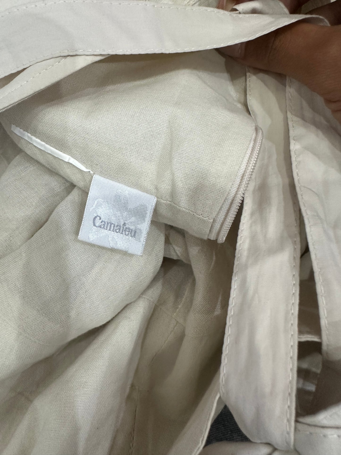 AUTUMN EDIT | medium cream tiered midi skirt with pinstripes