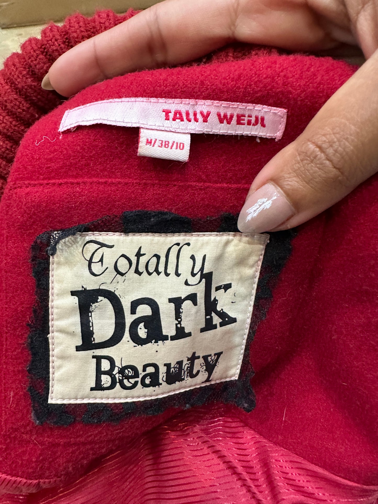 vintage edit thirty-three | small red peacoat jacket with knit trim