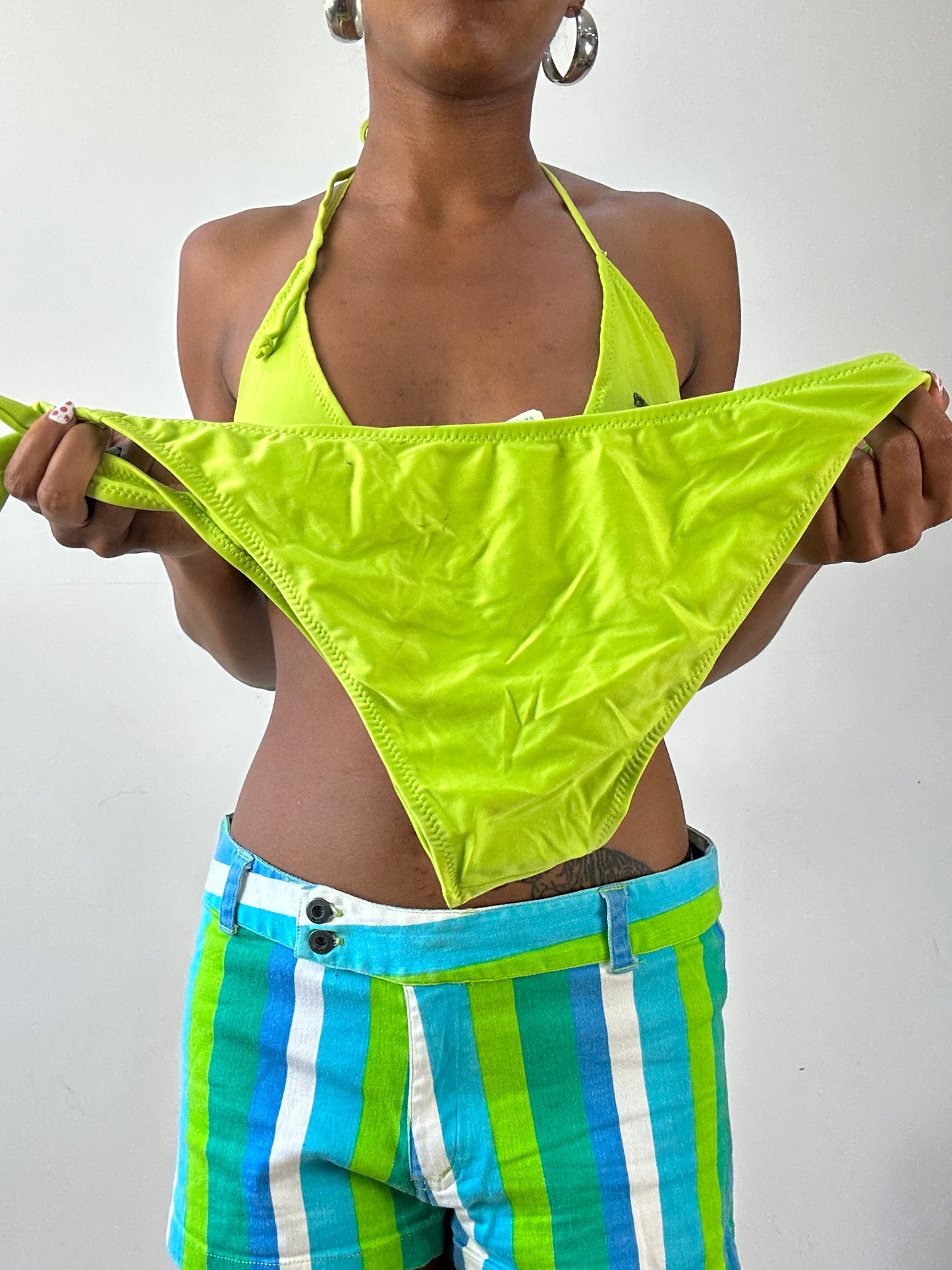 vintage edit twenty-seven | medium green turtle bikini set with beading and sequins