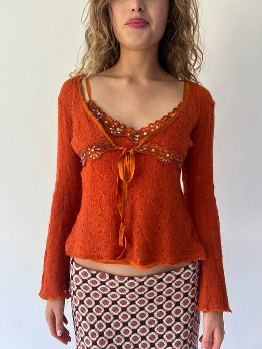 SATC drop | pequeño conjunto de tapa naranja y cardigan