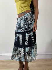 vintage edit twenty-five | Pequeno azul e preto zebra impressão midi disque