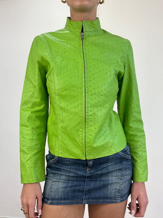 💻 vintage edit three | small green faux leather jacket