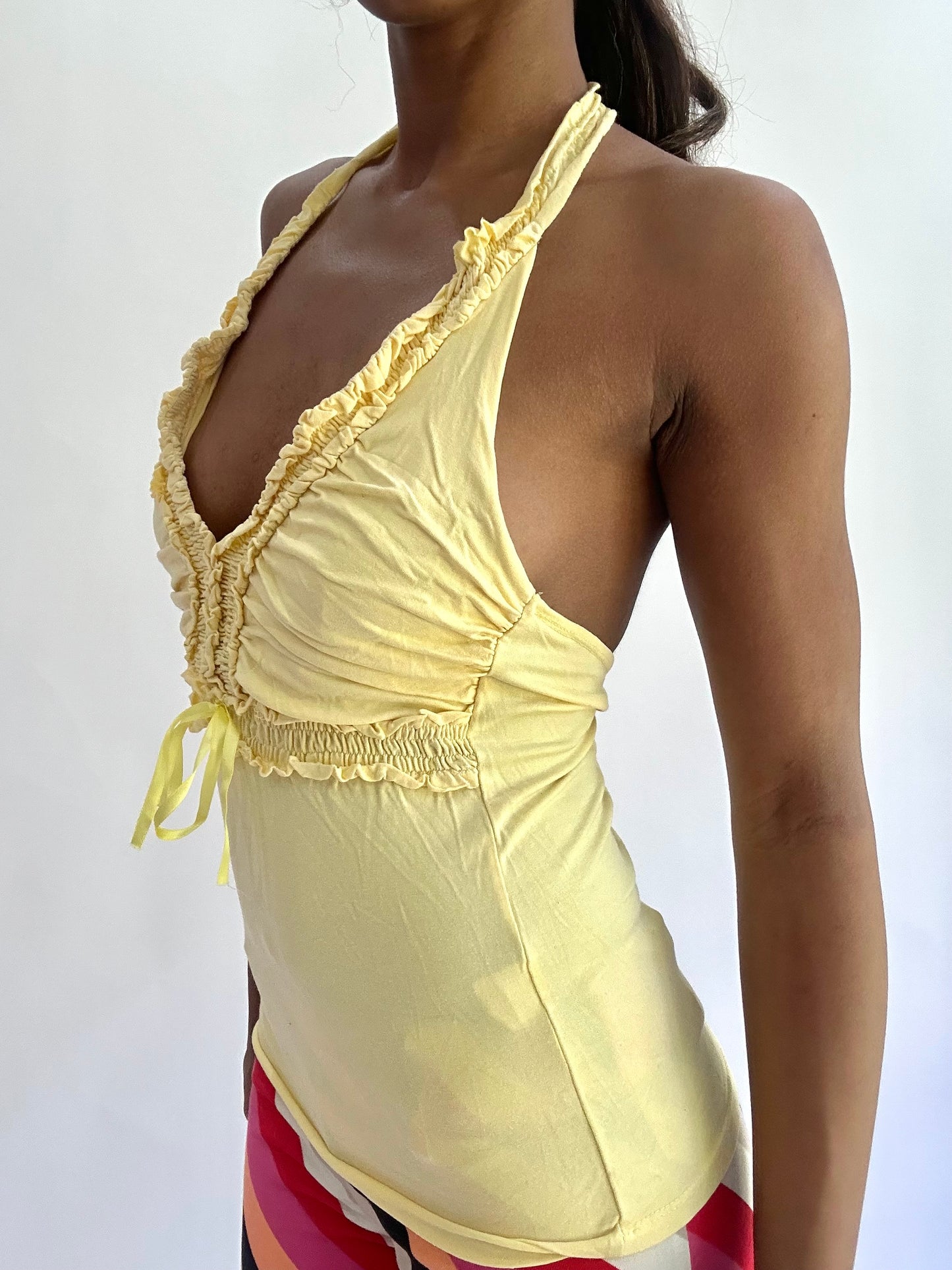 colourmaxxing drop | small yellow halterneck top