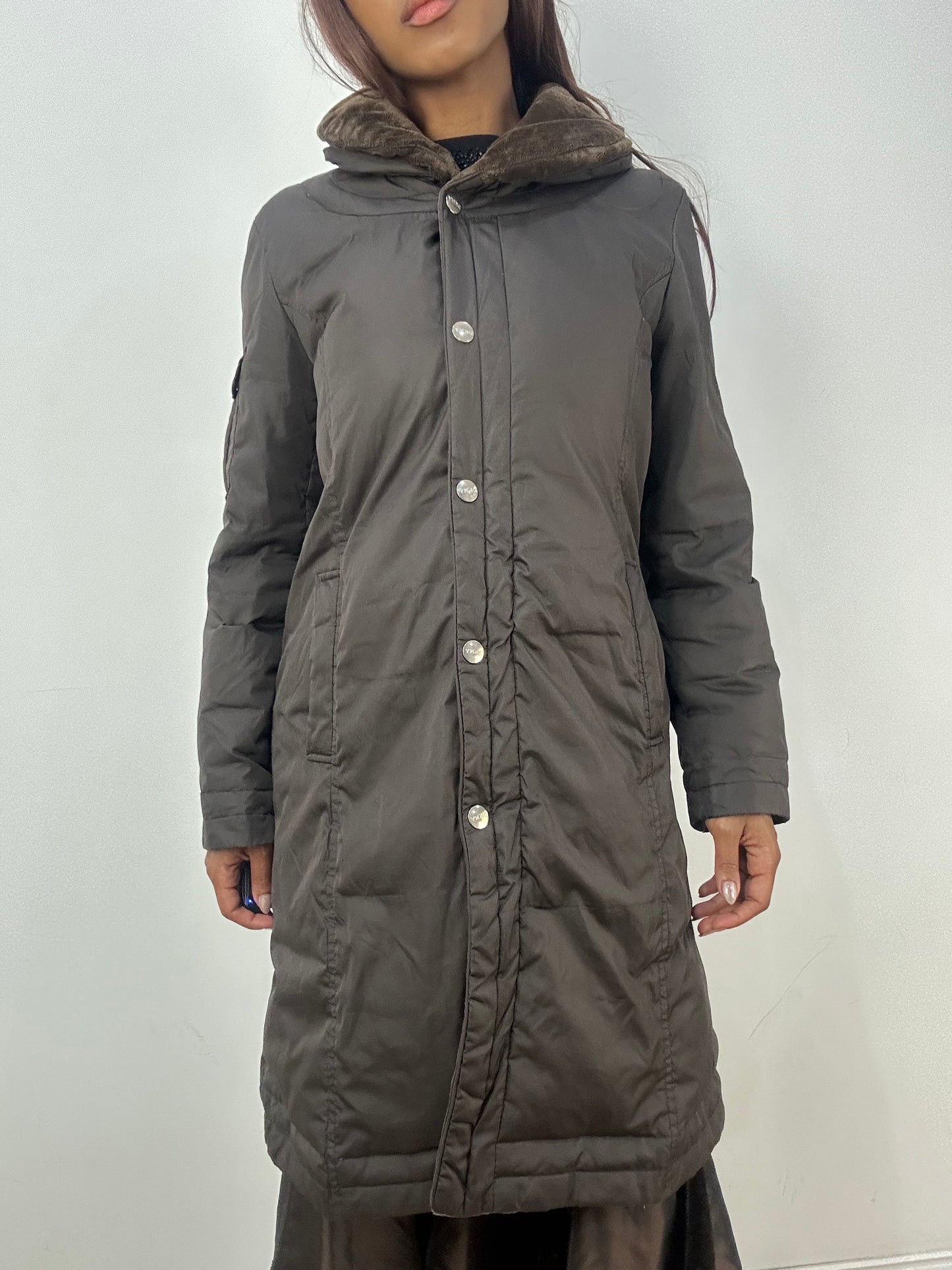vintage edit thirty-three | small brown dkny puffer trench coat