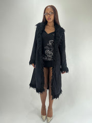 WINTER FAVOURITES | الوسوم السوداء الأفغانية القميص مع faux fur trim