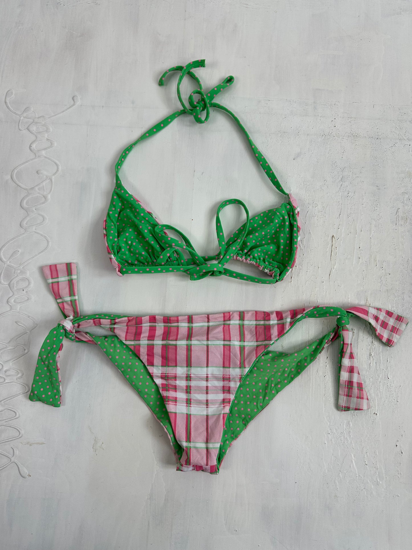 BEST PICKS | extra small pink and green gingham bikini set