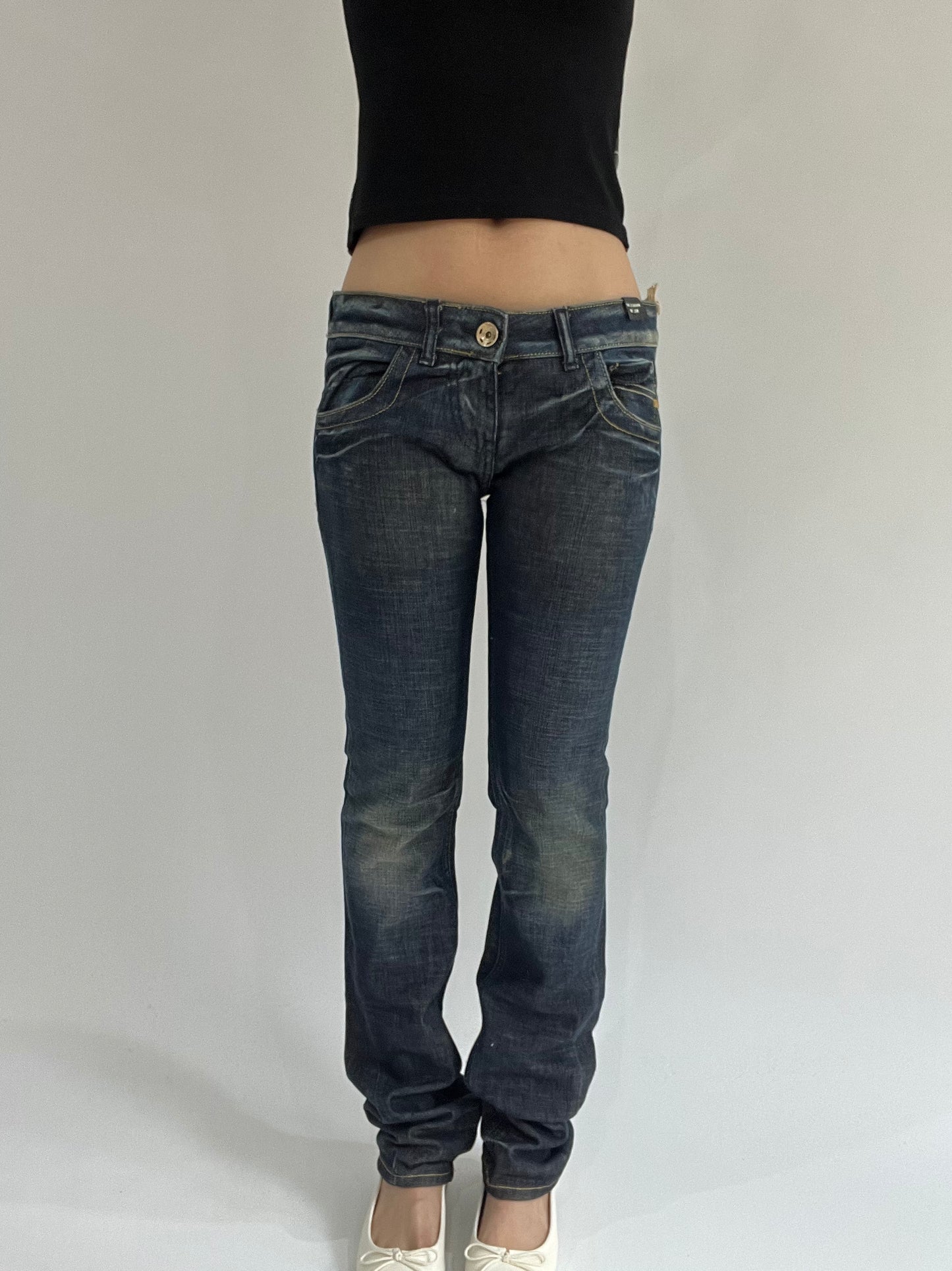 ‼️ | small blue mental detail fitted jeans