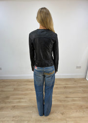 small black hennes faux leather zip jacket image 8