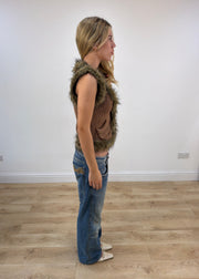 extra small brown laura scott faux fur gilet image 7