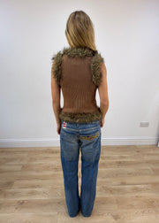 extra small brown laura scott faux fur gilet image 8