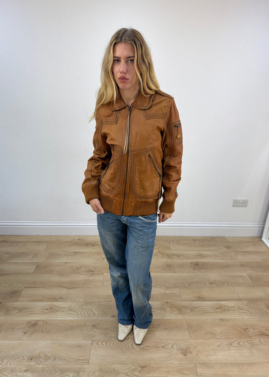 large brown rxy denim zip jacket image 1