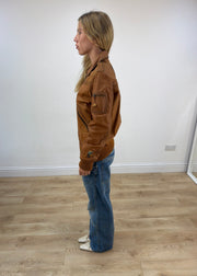 large brown rxy denim zip jacket image 6
