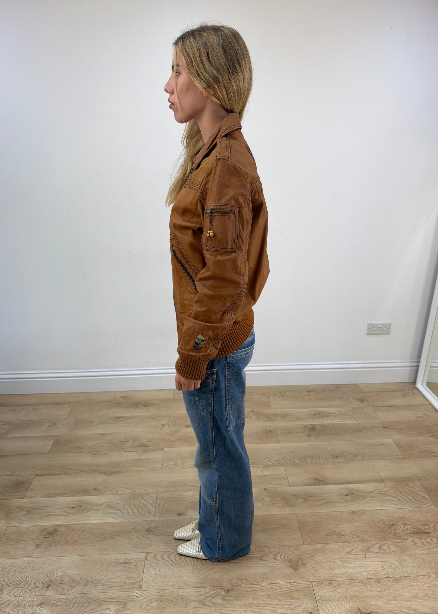 large brown rxy denim zip jacket image 6