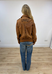 large brown rxy denim zip jacket image 8