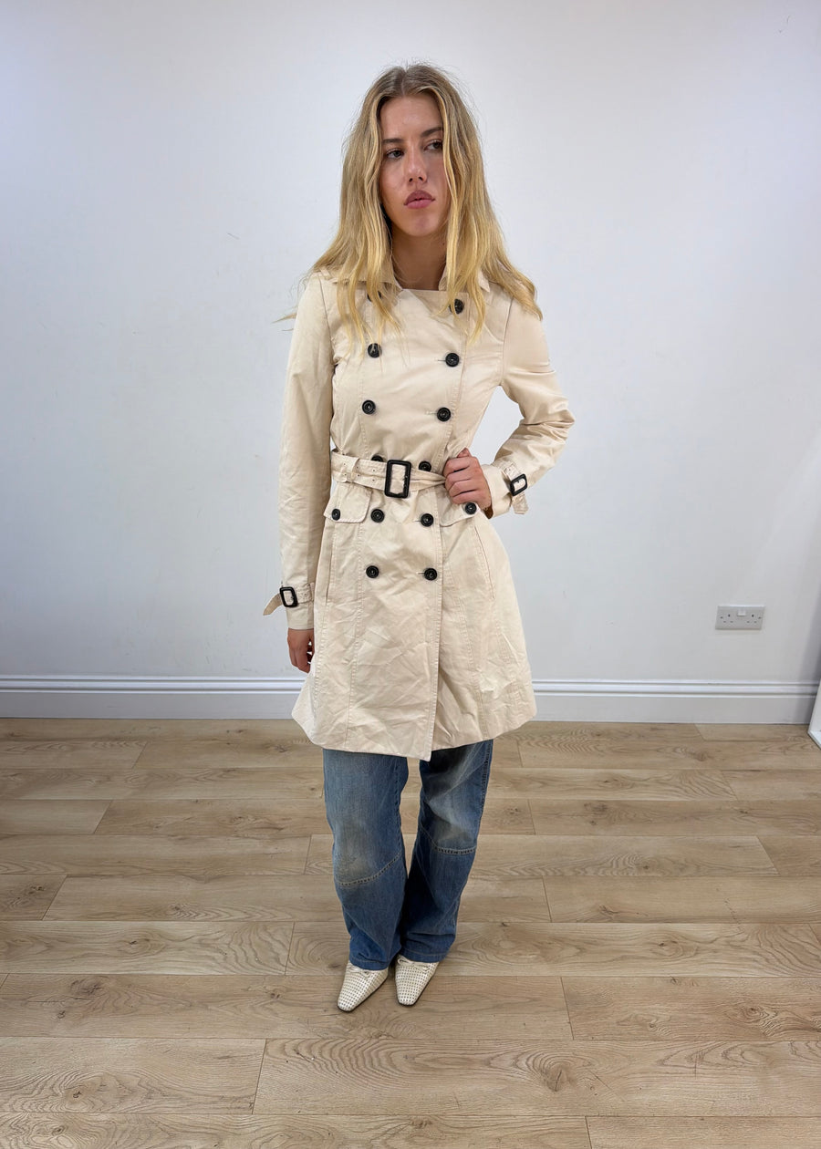 extra small cream zara trench coat image 1