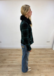 small yessica green tartan faux fur collar jacket image 7