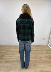small yessica green tartan faux fur collar jacket image 8