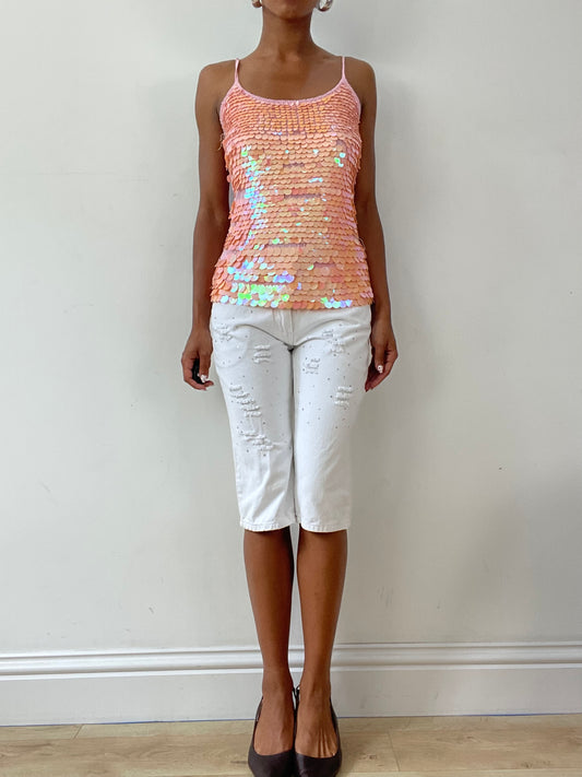 vintage edit twenty-nine | small white cropped jeans with rhinestone detail