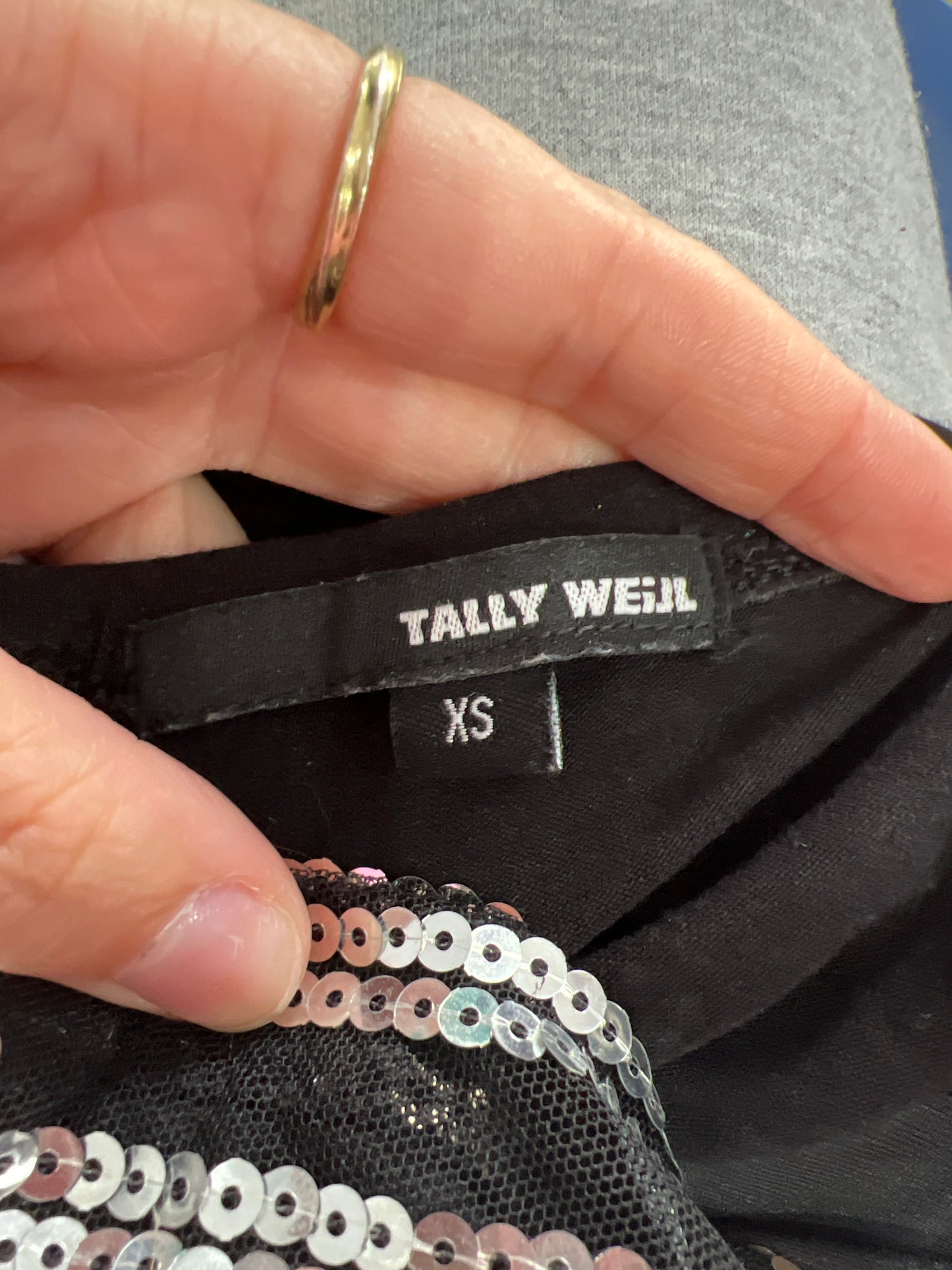 euro trash | extra small black tally weijl strapless top with sequin detail