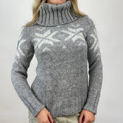 CHALET GIRL DROP | small grey patterned knit roll neck jumper