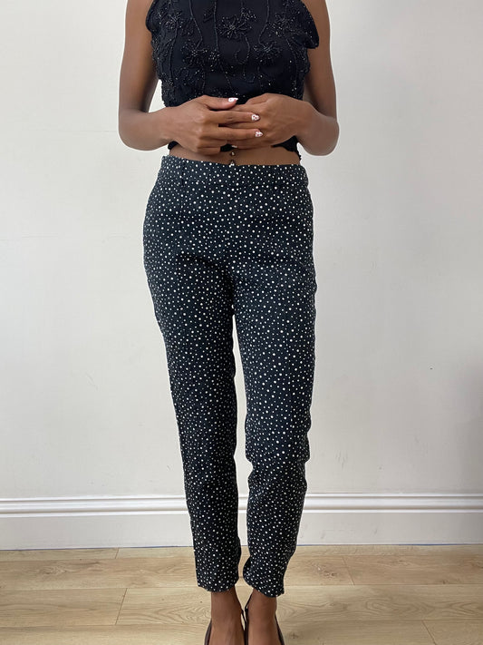 טייץ ⁨zara⁩ וינטג׳ בהדפס נקודות – שחור ולבן – מידה ⁨s⁩ – ⁨vintage edit twenty-seven⁩