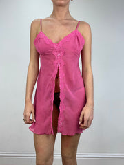 vintage edit: date night | talla: S · color: rosa · material: encaje · prenda: vestido · detalles: lazada delantera