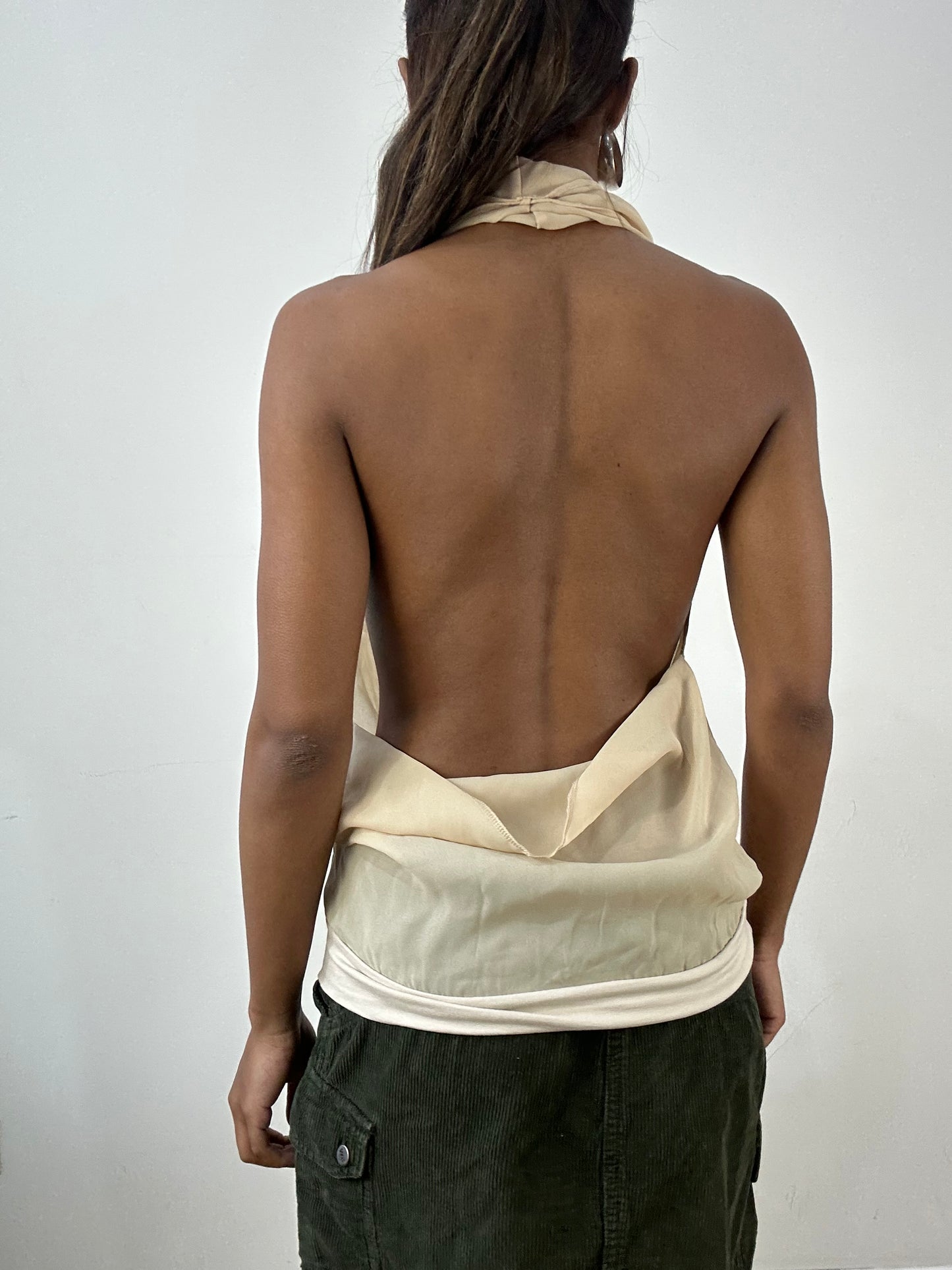 vintage edit: indie sleaze | small beige sheer halterneck top