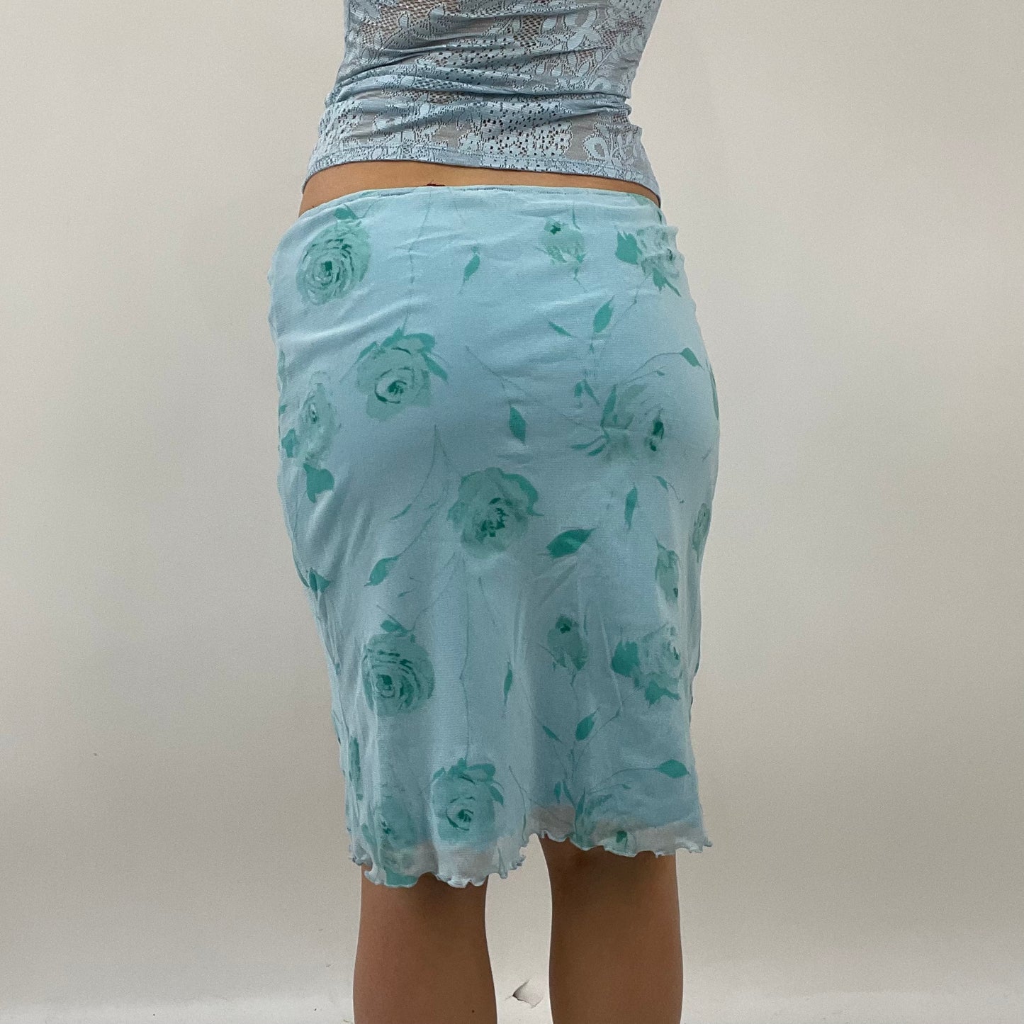 #178 SAMPLE SALE | medium blue flora skirt sample