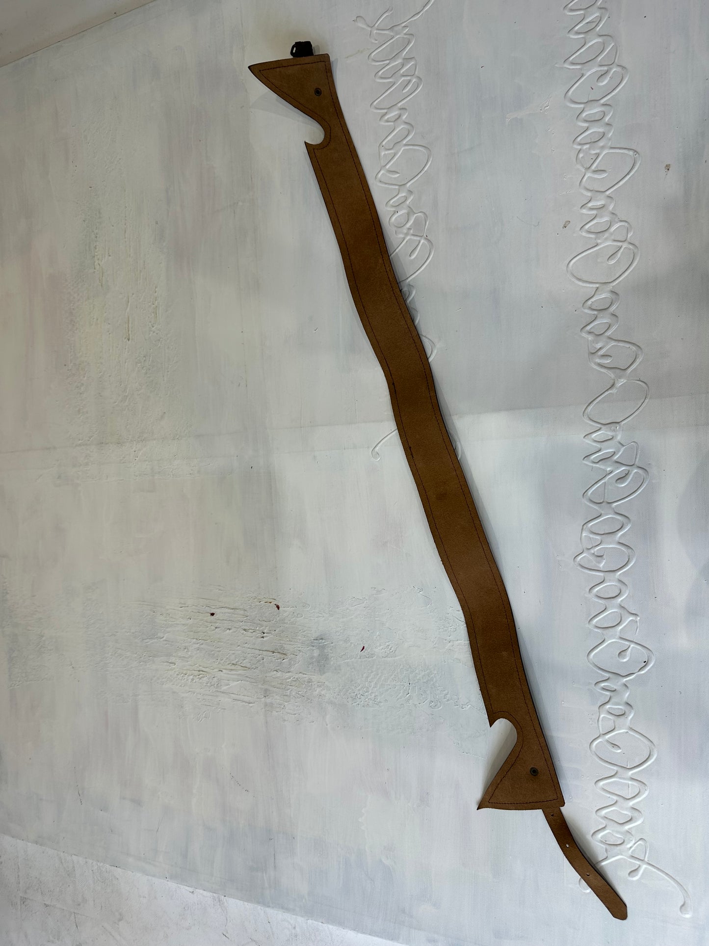 LFW edit | brown faux suede belt with pointed front detail