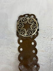 💚vintage edit twenty eight | brown faux leather belt with buckle detail