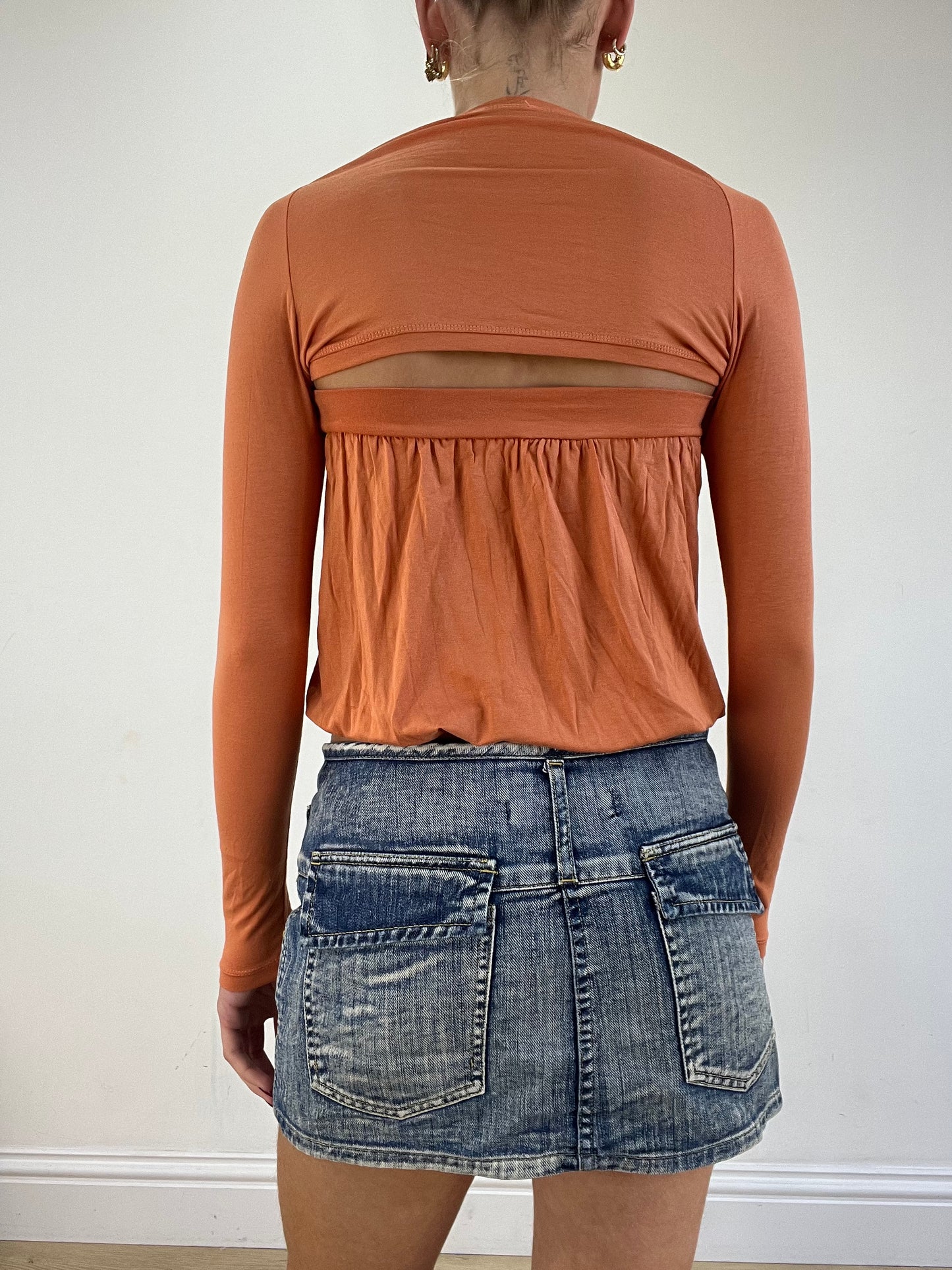 vintage edit sixteen | small orange bandeau and long sleeve bolero set